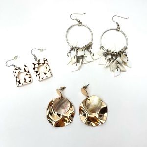Gold and Cream Dangling Earrings with Organic Design